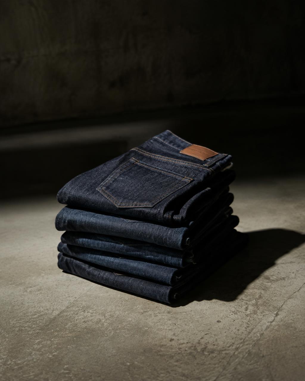 Sample product photo: raw selvedge indigo jean